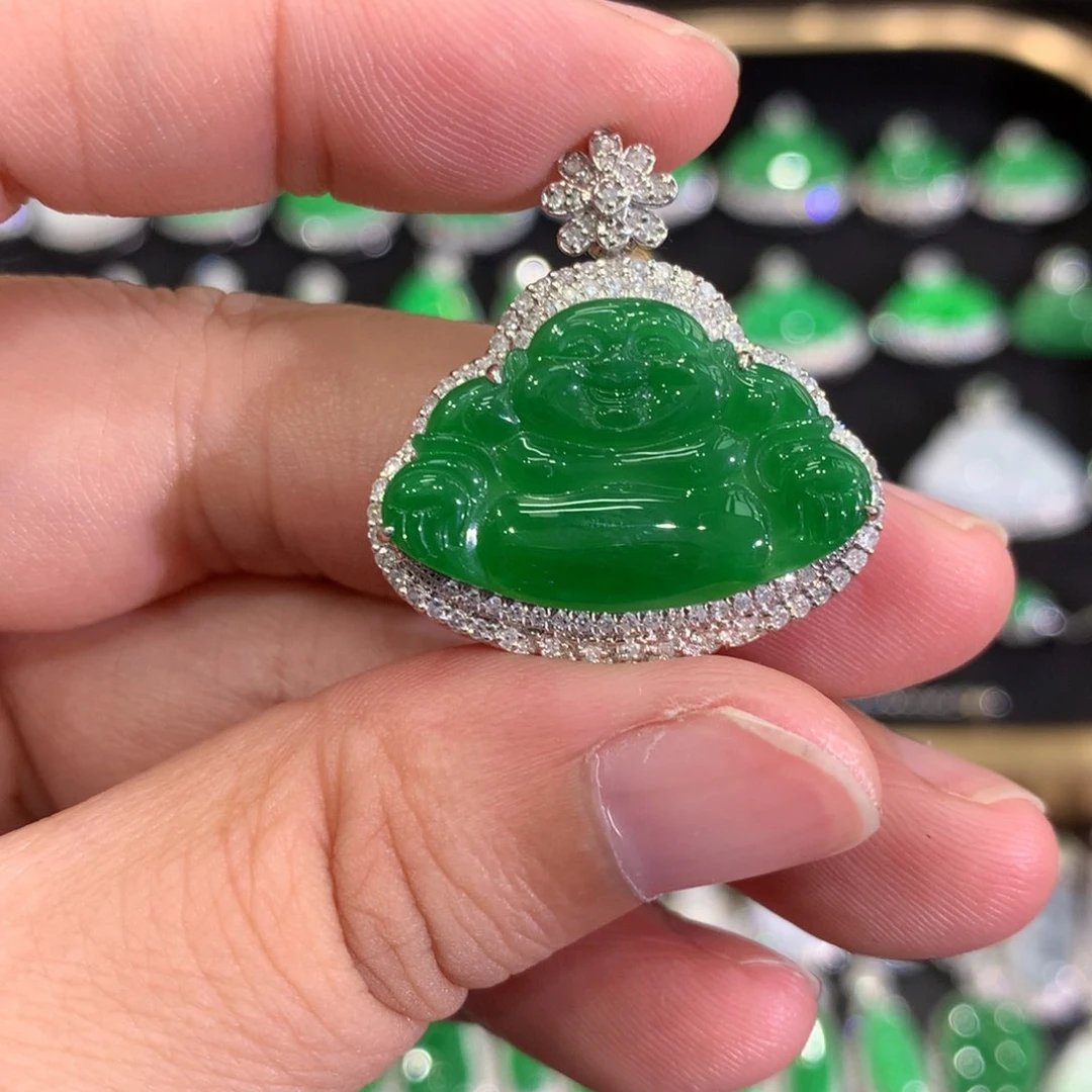 翡翠18K金镶嵌吊坠(不含链)吊坠