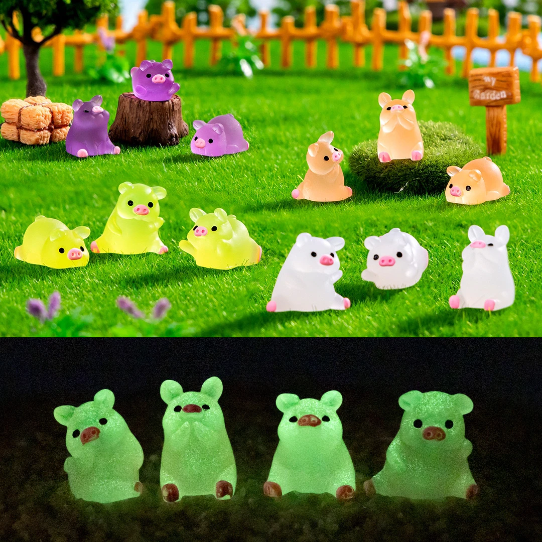 【直播拆】新款夜光小猪微景观可爱diy摆件汽车装饰
