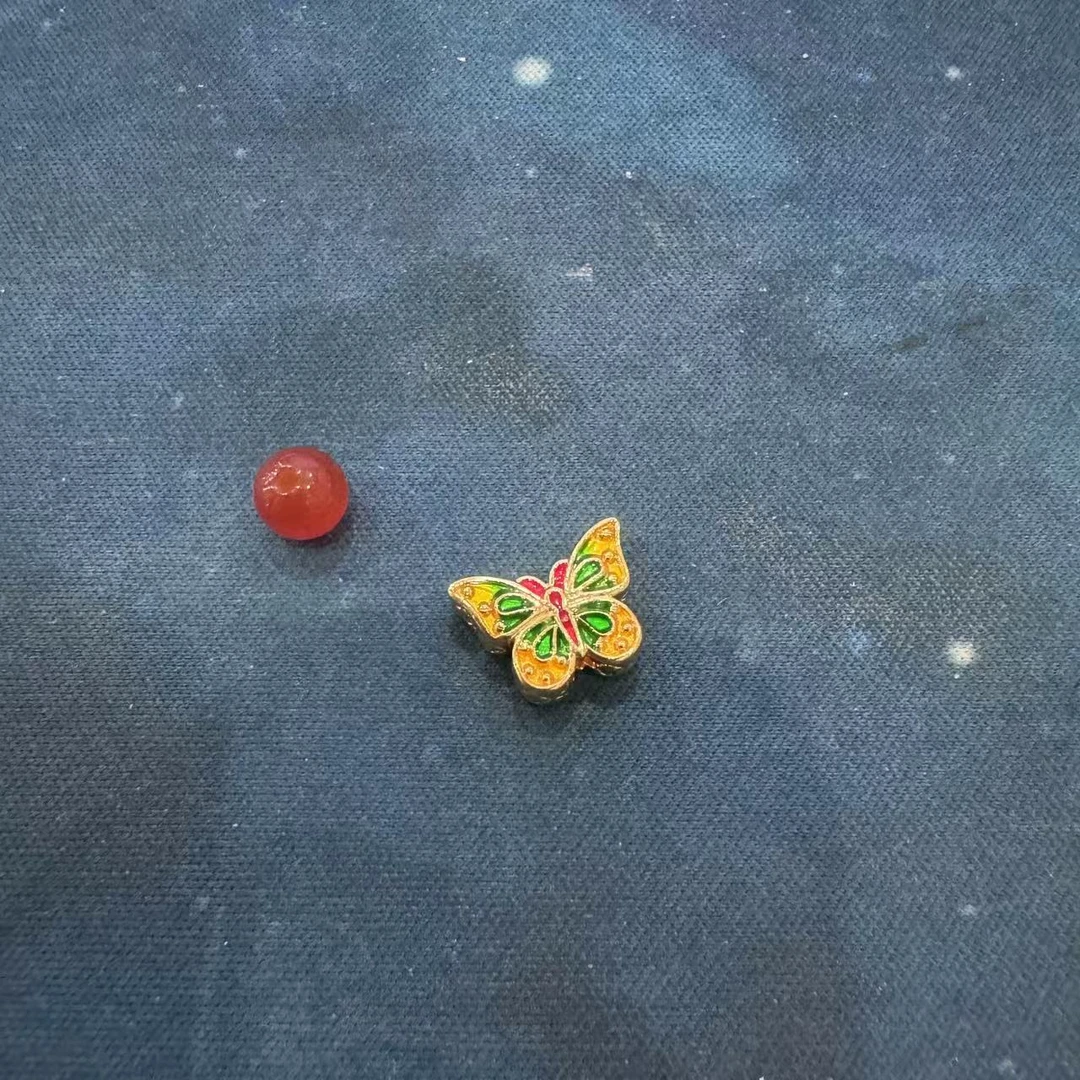 【SG】足金玛瑙珐琅蝴蝶DIY配件