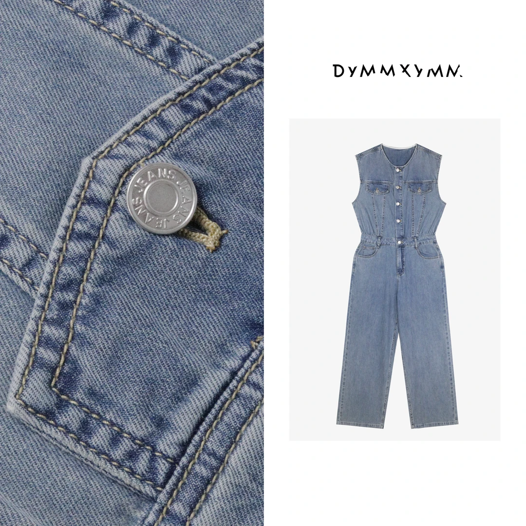 【DYMMXYMM】-蓝调.夏款休闲风长款纯棉水洗无袖牛仔连体裤-W659
