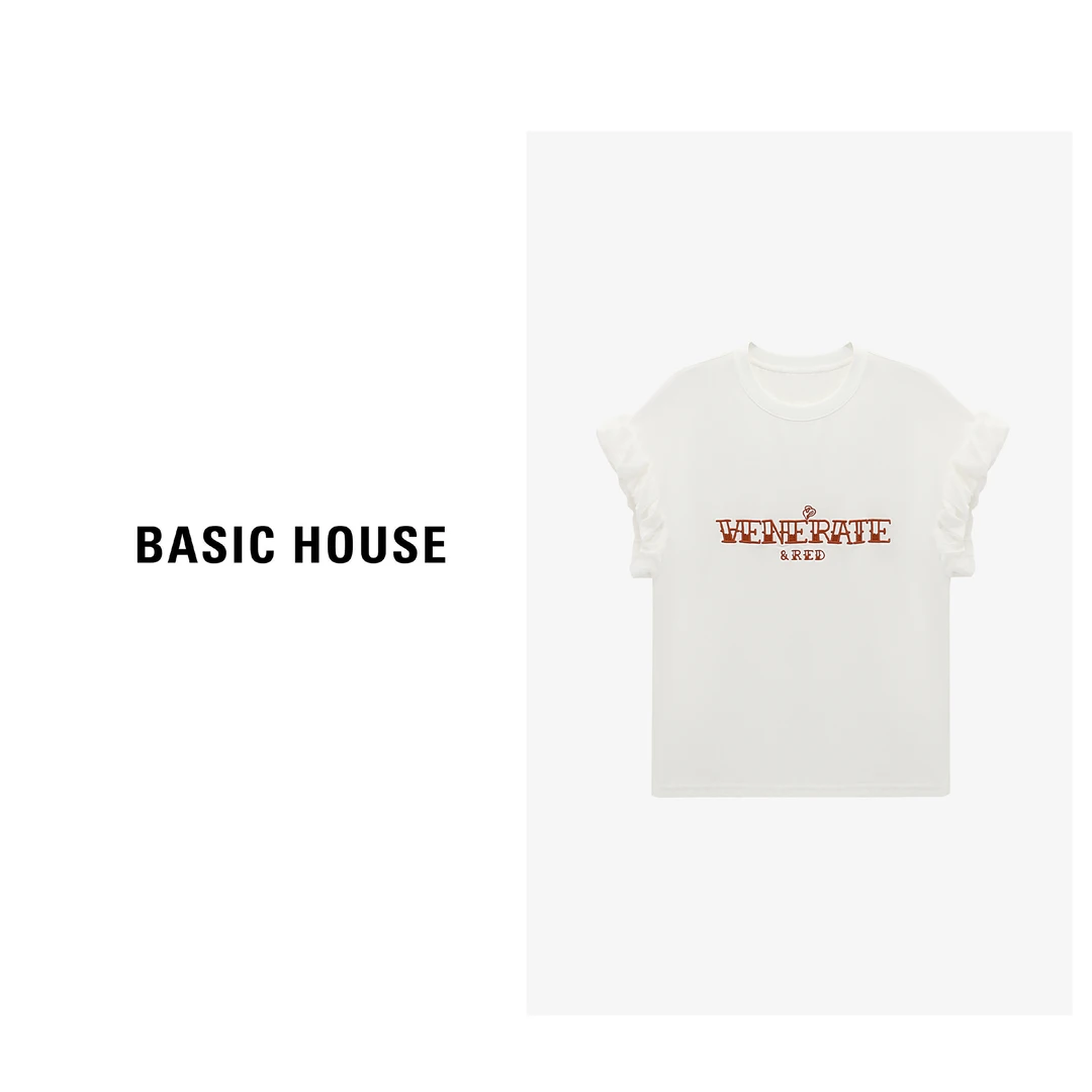 Basic House/百家好春季新款刺绣设计短袖针织衫-B0625B56342