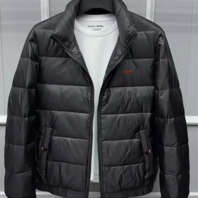 立领保暖潮流风褶皱螺纹休闲外套短款男款修身轻薄冬季秋冬夹克