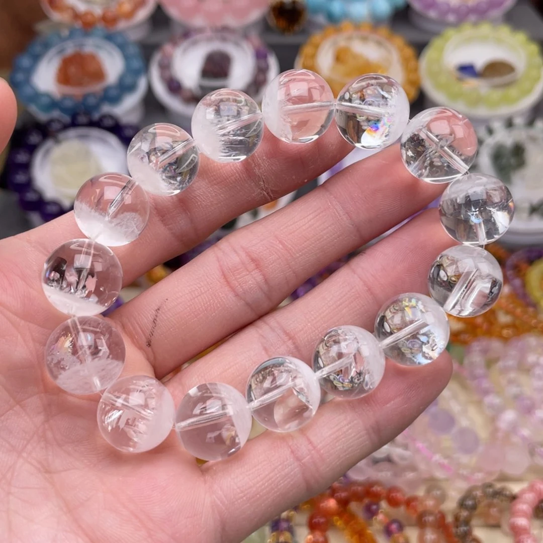 水晶手链未镶嵌七彩光聚宝盆14mm