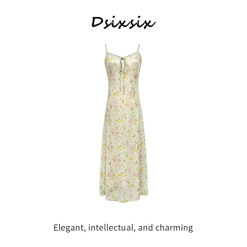 WEI BAO ER【黄雾漫舞】新款百搭显瘦收腰设计感连衣裙-52148K