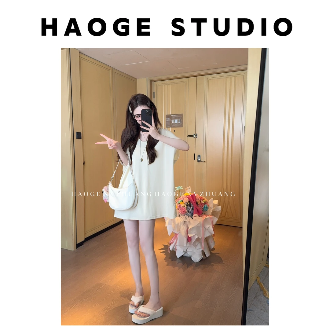 浩哥严选●纯色U领T恤预X5TX0980A时尚休闲夏季小众简版宽松设计感