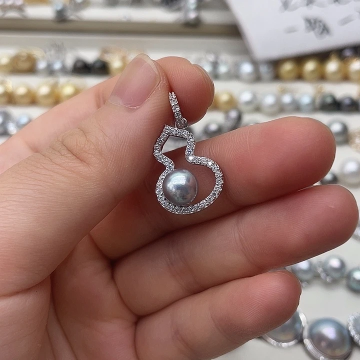 海水珍珠银S925镶嵌吊坠(不含链)