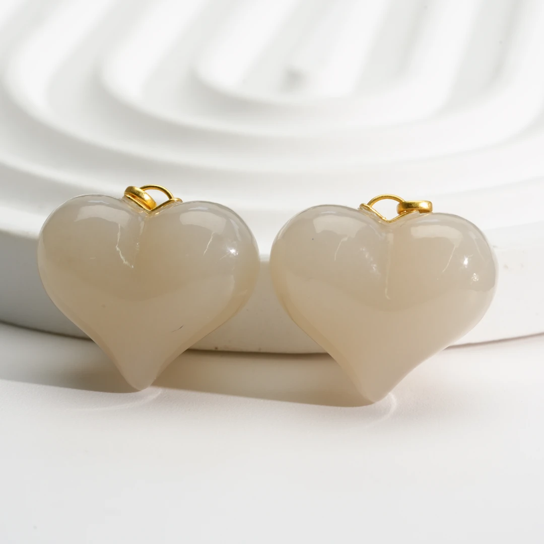 【小北好物】18K金镶嵌和田玉心形吊坠【多样性发一件】QH16X680