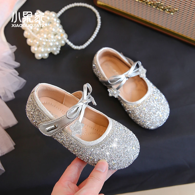 公主鞋女童皮鞋水晶鞋儿童单鞋女春秋款水钻女宝童鞋2025新款春季