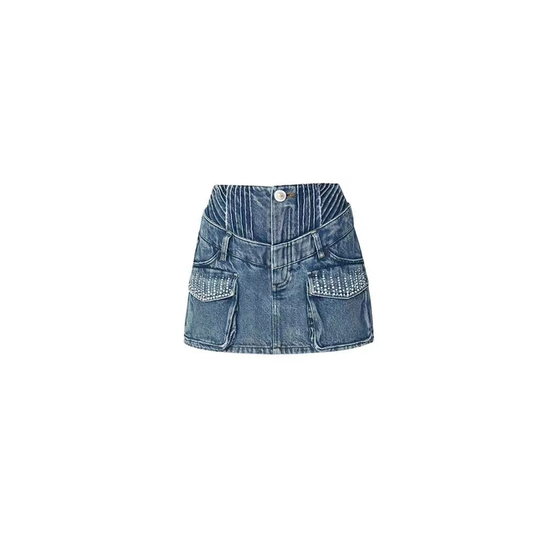 LeFame/拉飞姆24春双腰头闪钻洋气牛仔半裙LF24C51NS165