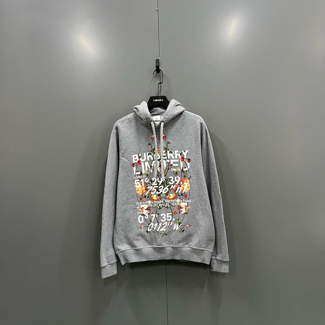 未使用 BURBERRY/博柏利 h915 花卉字母印花帽衫 M码 016409