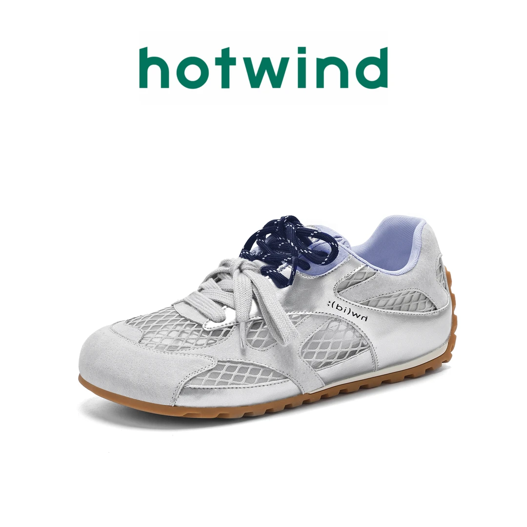 Hotwind/热风复古时尚休闲鞋德训鞋平底透气单女鞋耐磨浅口雅痞风