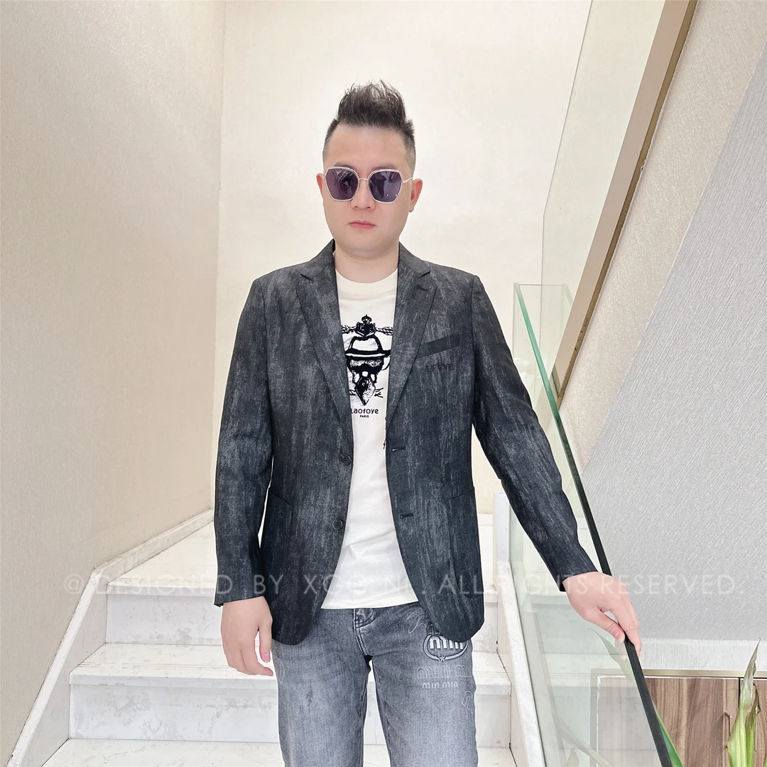 春夏款LAOFOYE岩石视感男士轻奢高档行政休闲西服奢侈品西装外套