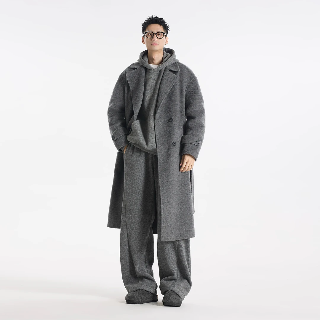 GCCDUPE77『冬川』高智感冬季轻奢时尚简约戗驳领长款双面羊绒大衣