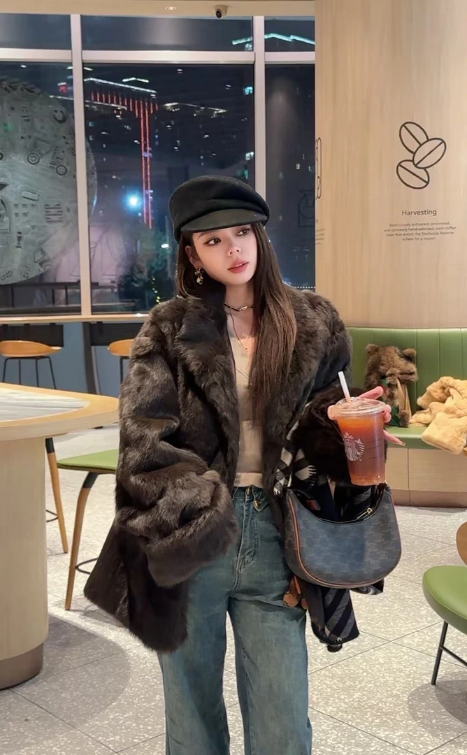 【九月专属】2024秋冬新款巴黎经典知性时尚高端大气兔毛外套0102