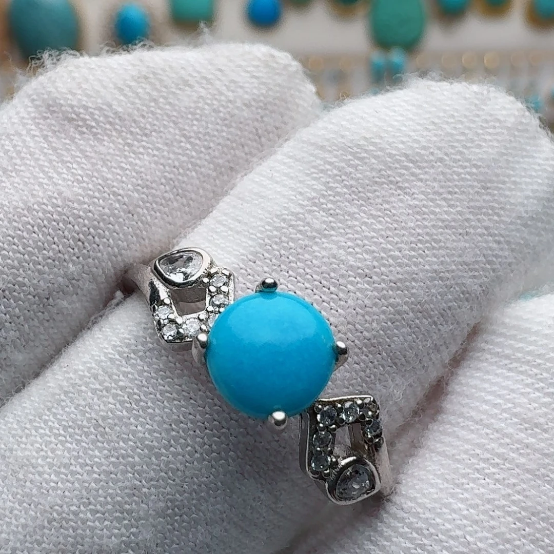 绿松石银S925镶嵌戒指