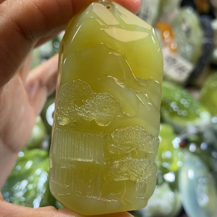 岫玉未镶嵌岫玉手把