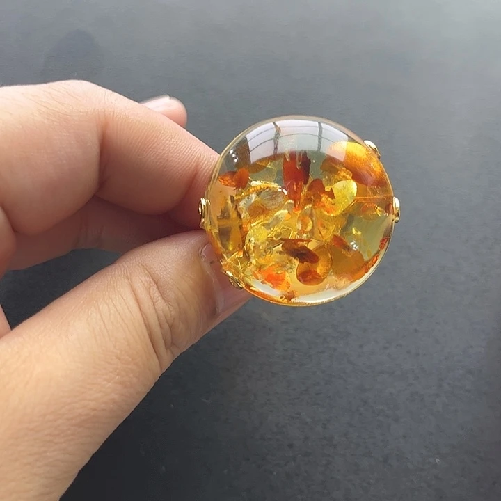琥珀未镶嵌裸石戒指