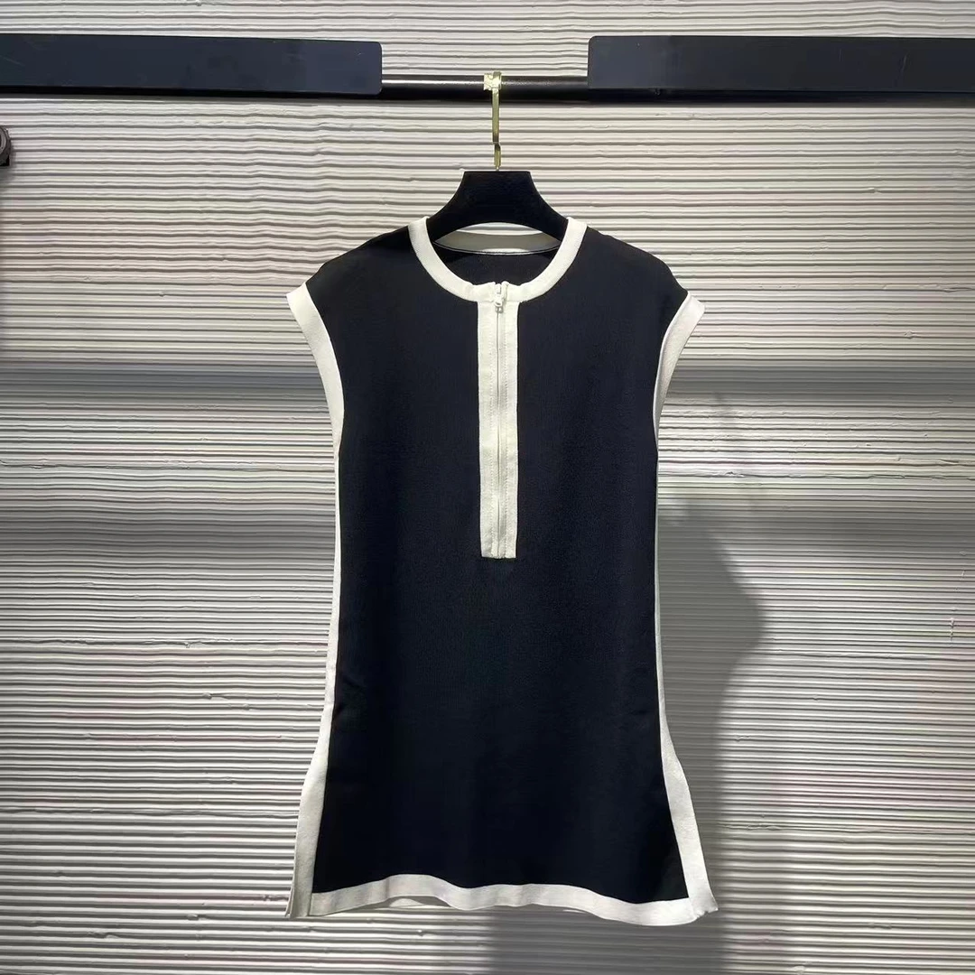 【Da Yang】25极简风夏季无袖春夏秋连衣裙女士黑白显瘦针织A170