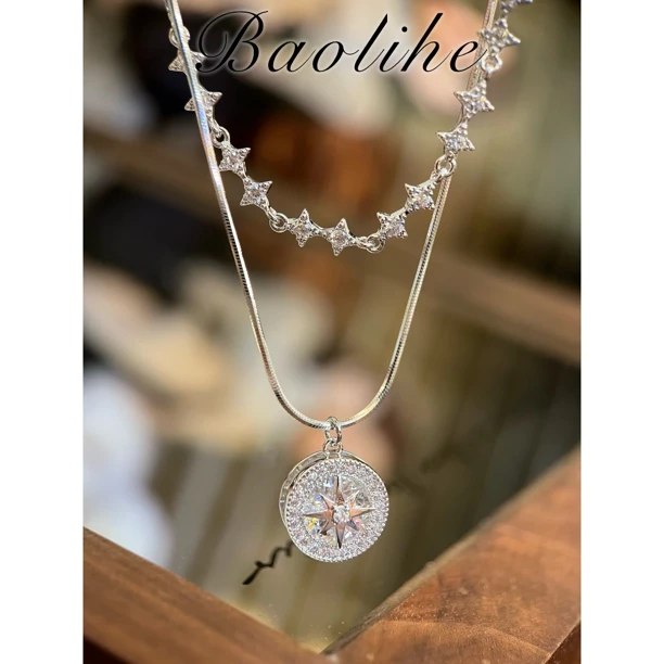 镀白金 巧利时罗盘 网红女款时尚百搭轻奢项链Y59