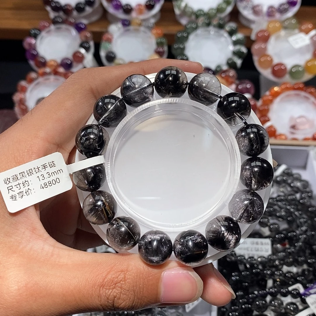 未镶嵌水晶手链黑银钛