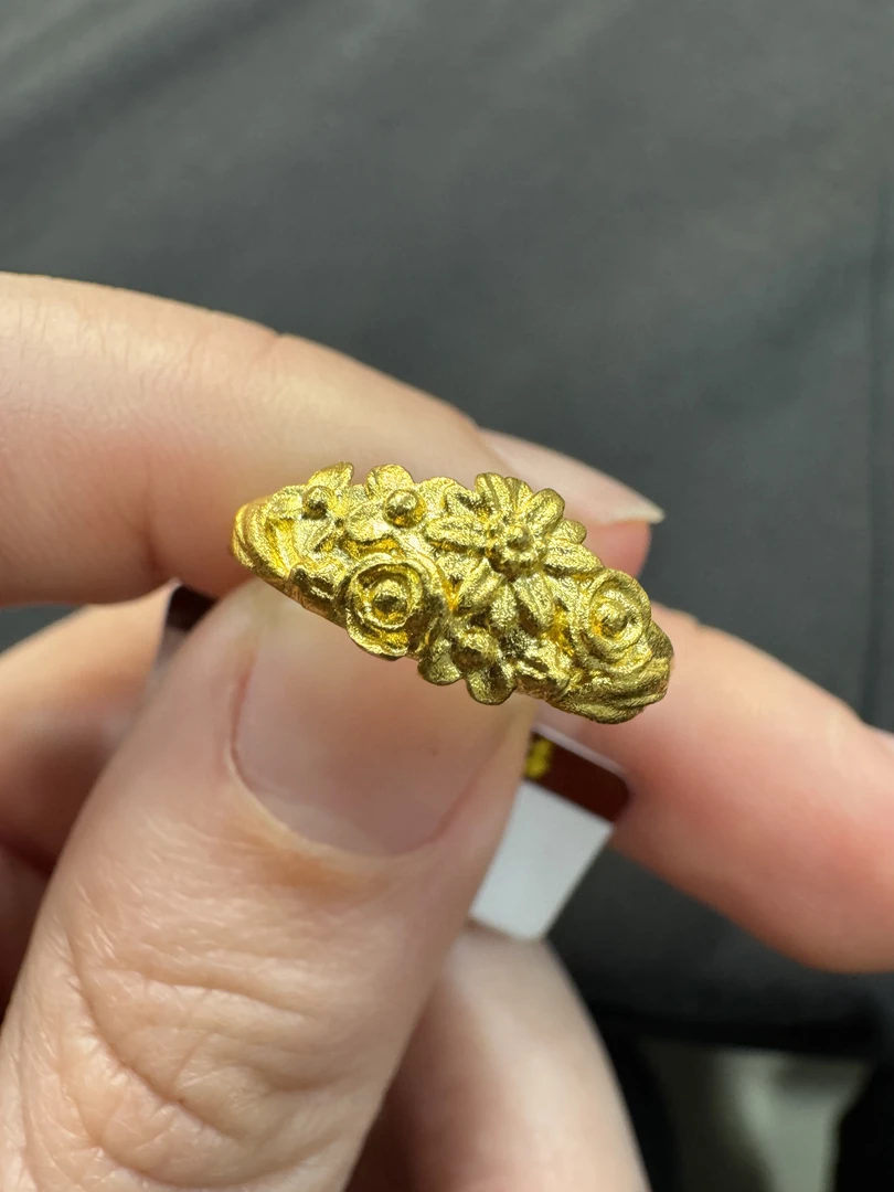 足金工艺繁花戒指