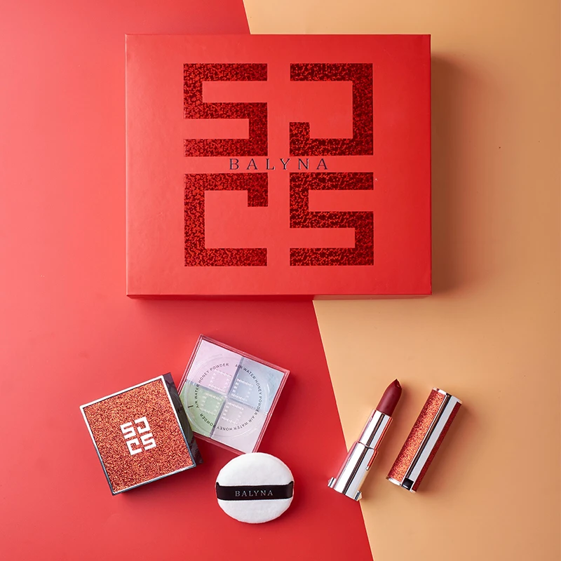 官方正品【四宫格定妆粉➕口红】套装定妆粉控油持久口红上色高端