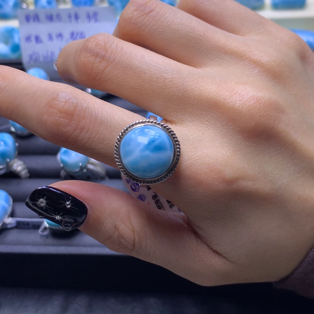 针钠钙石（海纹石）未镶嵌戒指蛋面戒指色差略异