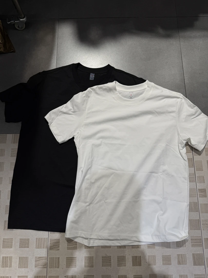 圆领T恤针织瑜伽纯色印花上衣muji风短袖常规短宽版