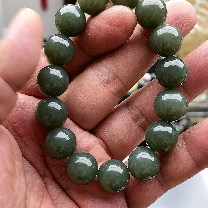 【闪购商品】未镶嵌手链和田玉14且末蓝圆