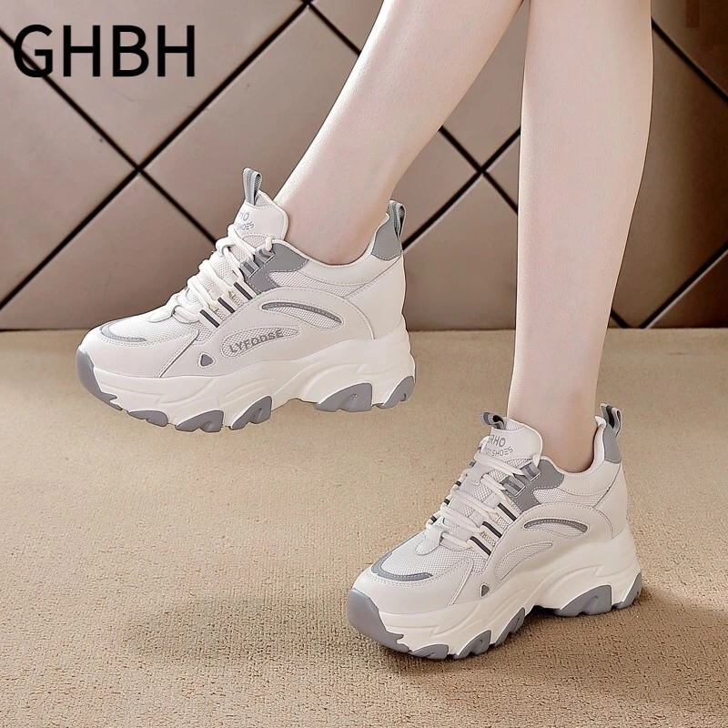 休闲内增高女鞋子百搭老爹鞋高跟透气运动小个子单鞋2025春夏新款