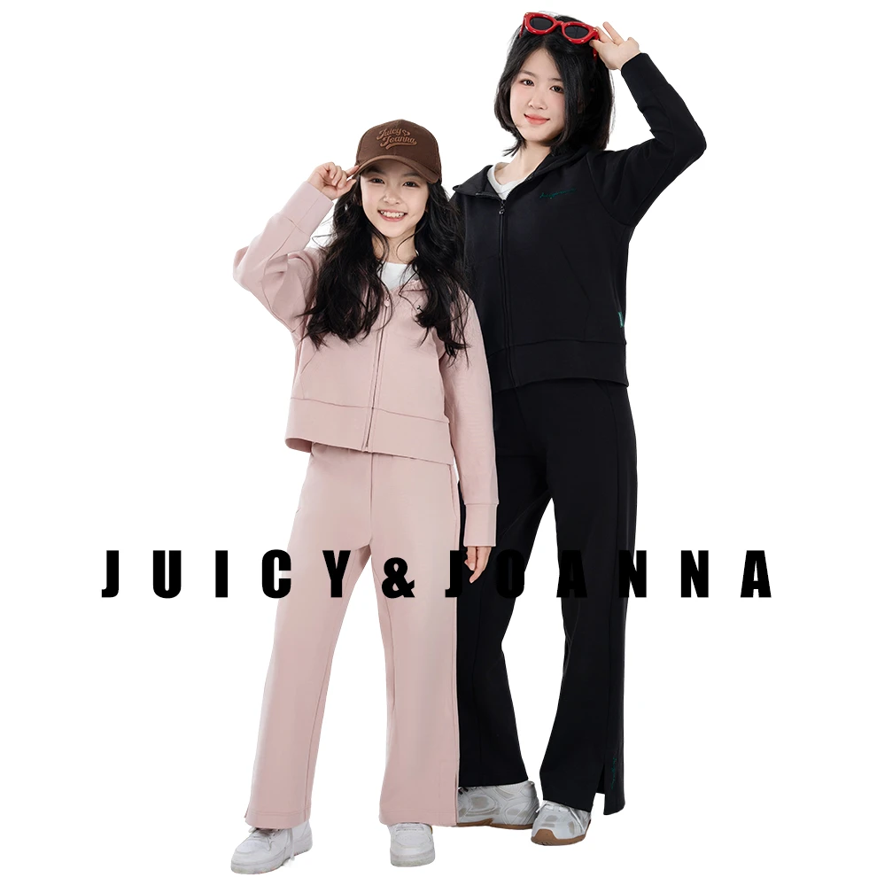 JUICY&JOANNA/橘子樱桃高腰开衩植绒印花卫裤
