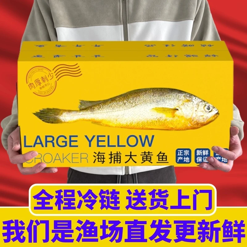 特大黄鱼礼盒装新鲜黄花鱼春节送礼海鲜大礼包海鲜水年货礼盒过年