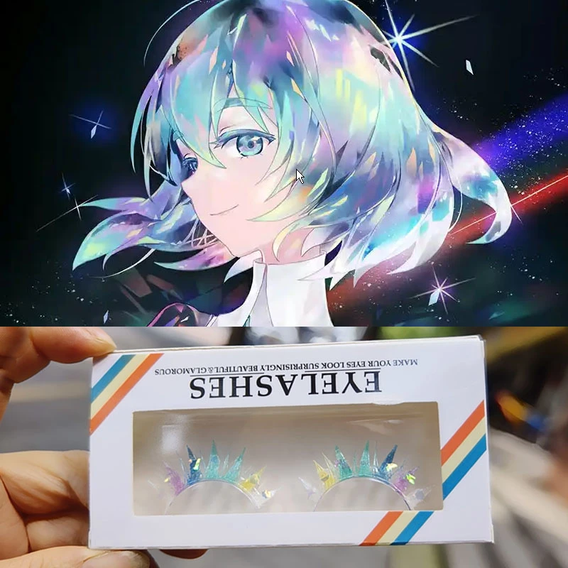 次元新款原创宝石之国cos假睫毛彩色钻石漫展彩虹钻石小姐姐