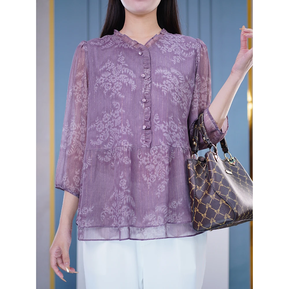 别致漂亮小衫胖妹妹大码女装中袖显瘦品质上衣阔太太洋气减龄衣服