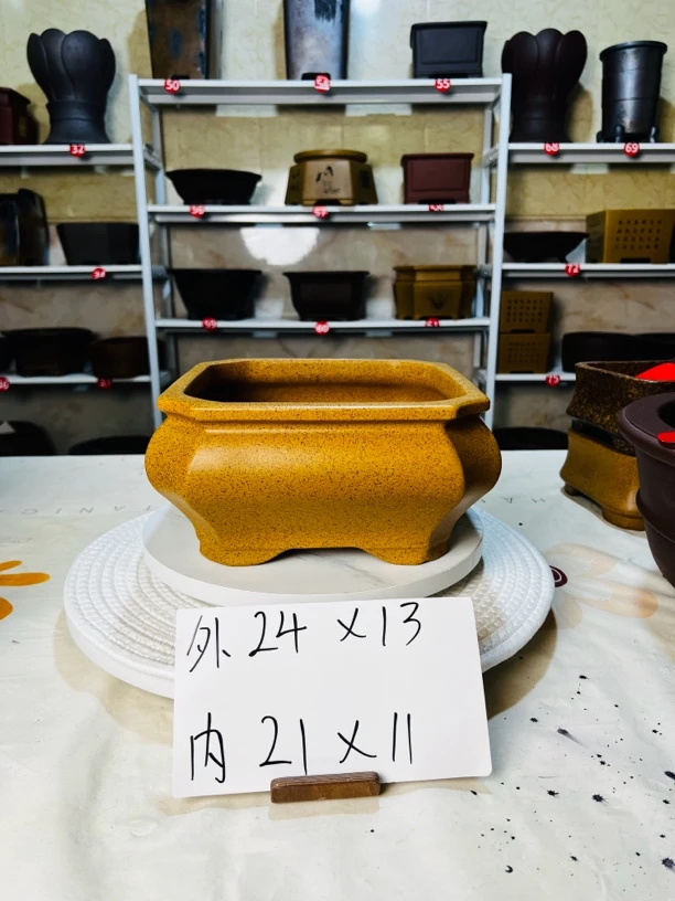 精品紫砂花盆四方形梅花老桩盆景盆三角梅桌面紫砂盆简约手工盆