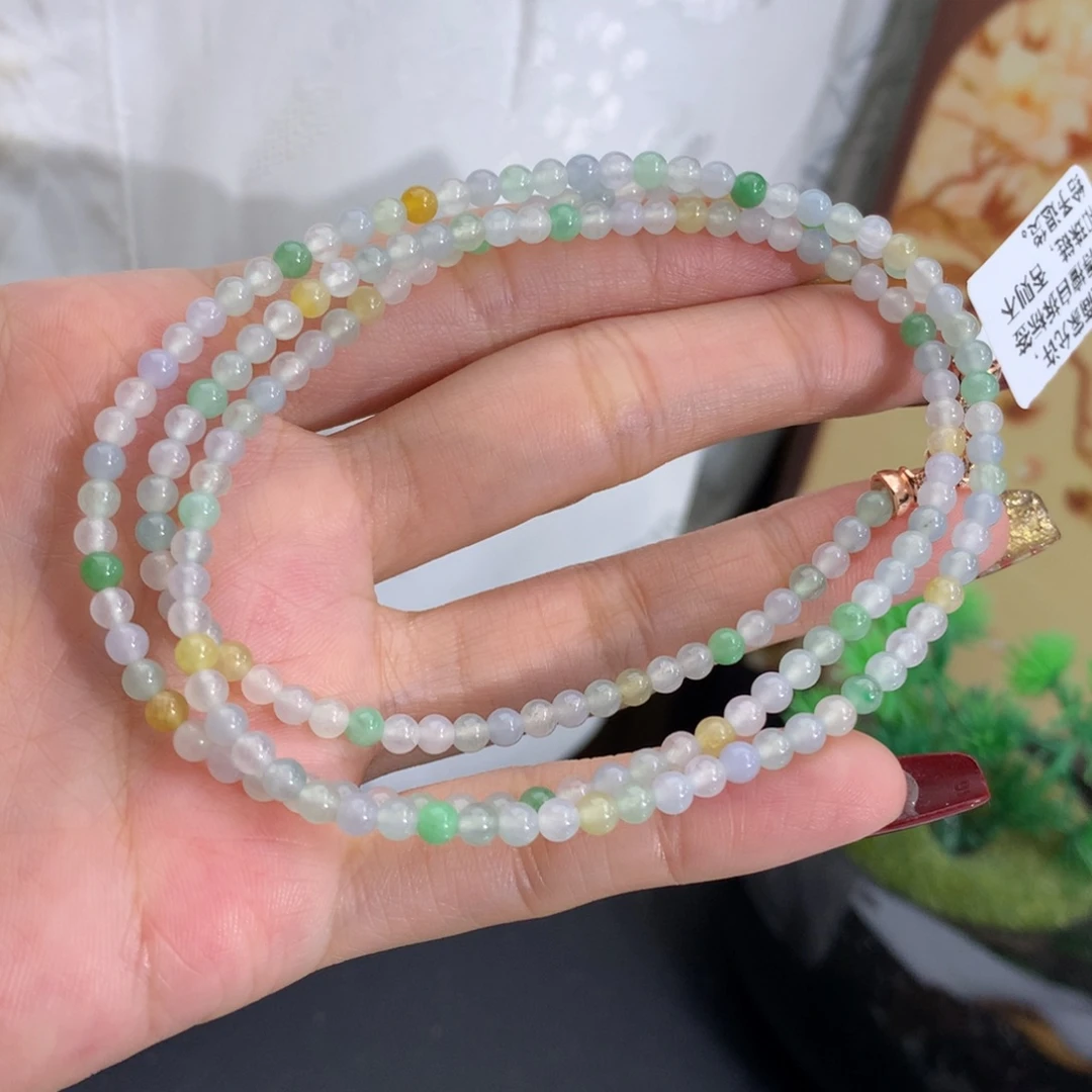 翡翠未镶嵌手串卡3.5胶润多宝小米项链