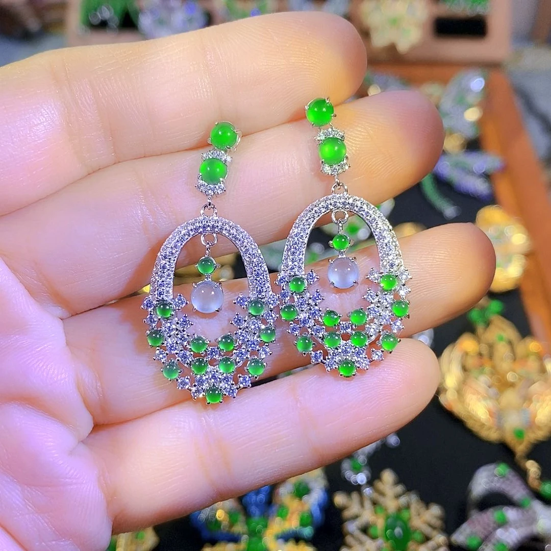 吊坠(不含链)银S925镶嵌翡翠