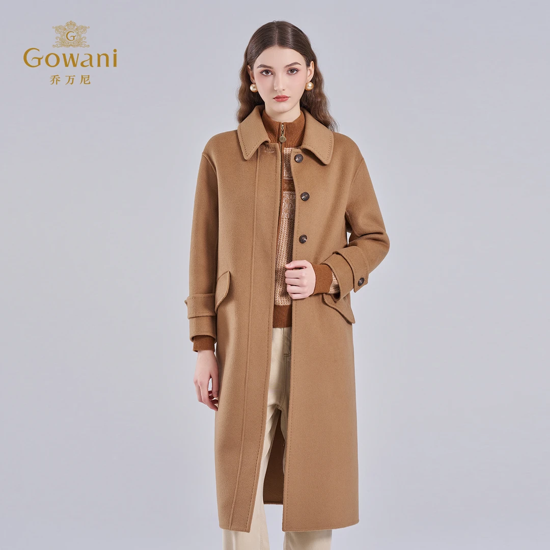 英伦老风毛呢外套中长款翻领单排扣显瘦百搭高级感大衣EI4A698