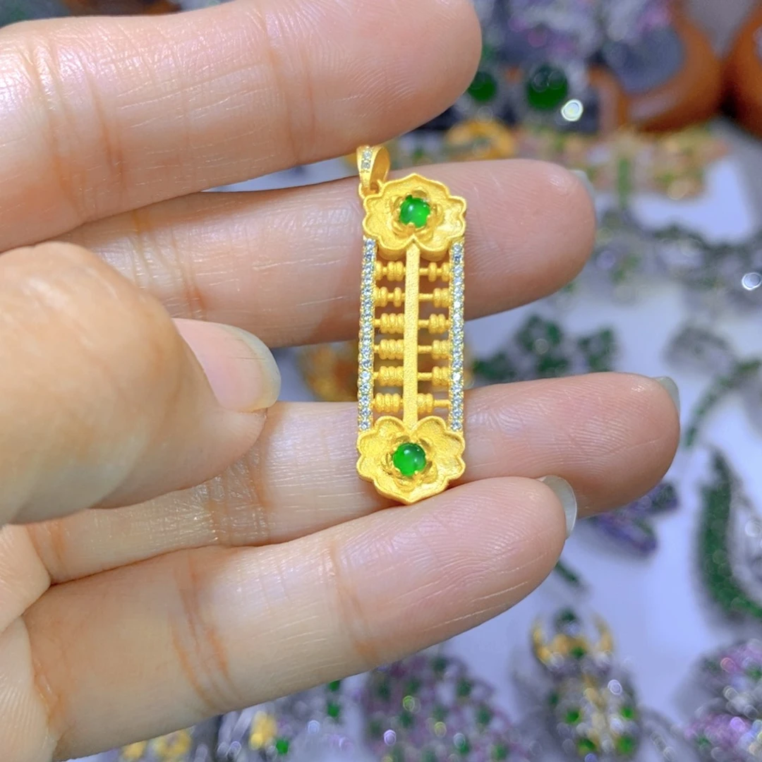 翡翠颈饰银S925镶嵌天然翡翠