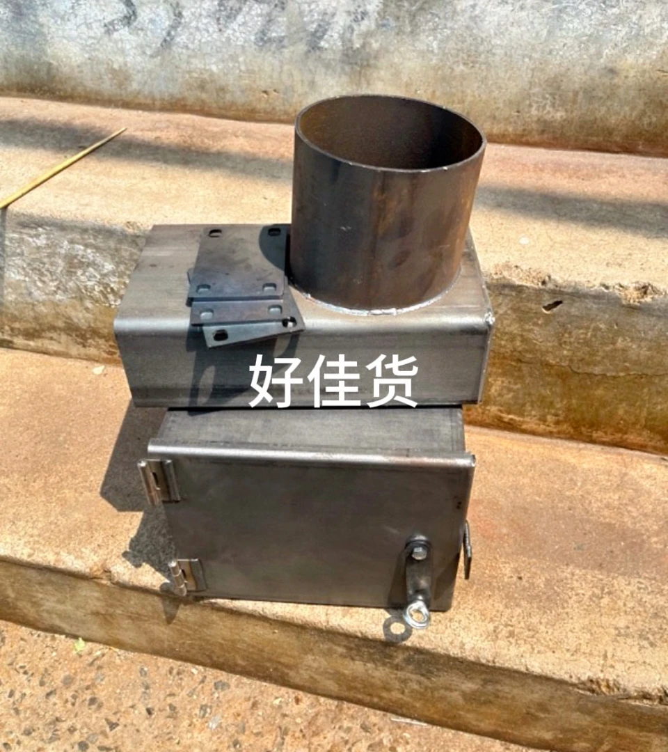 自做农村车轮毂大锅柴火炉柴门出烟口配件