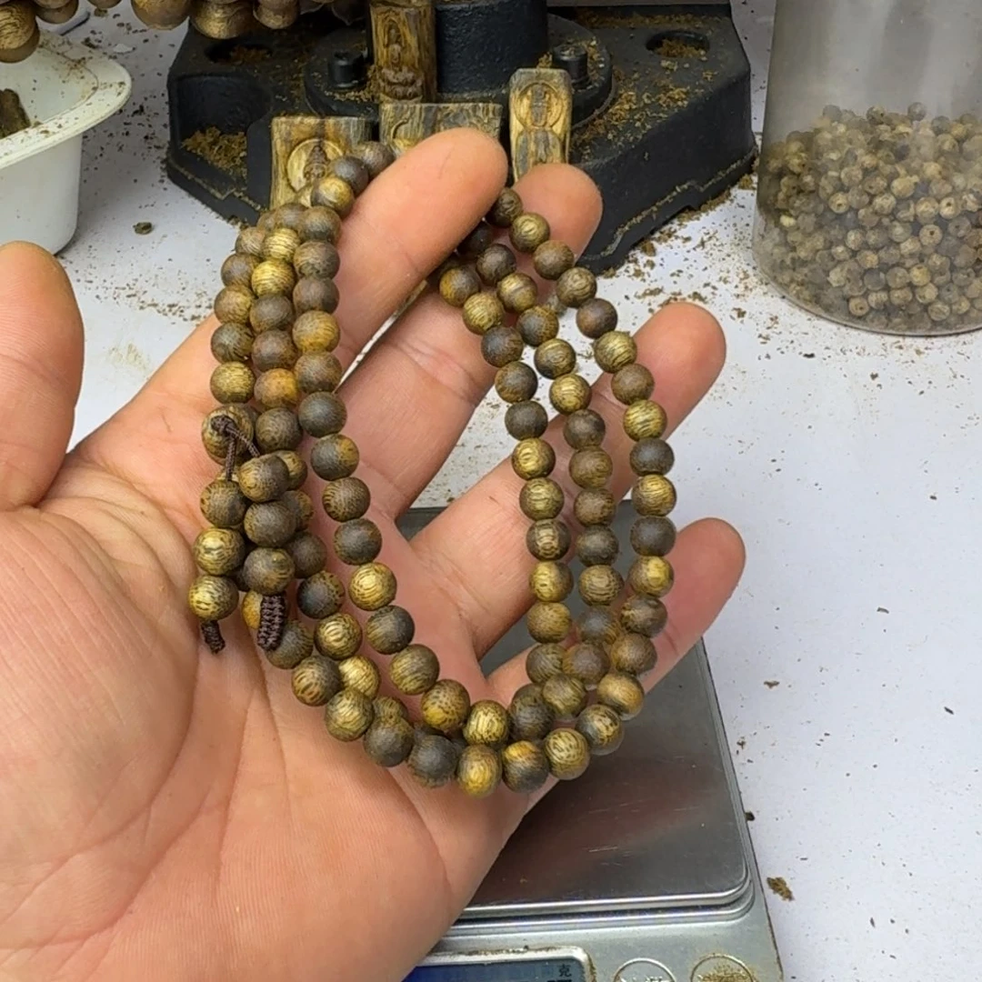 青***栀手串沉香绿奇楠沉香0.7mm18g高油脂