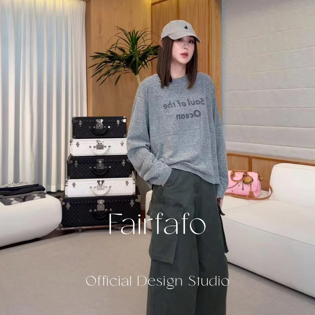 【字母圆领长袖】CXBL58192宽松舒适潮牌秋冬新款T恤长袖