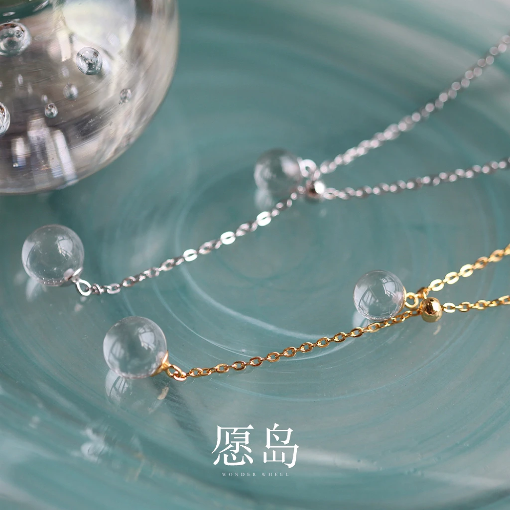 愿岛法式气质时尚风白水晶通体925银仙女Y字项链XL2104多样性发一