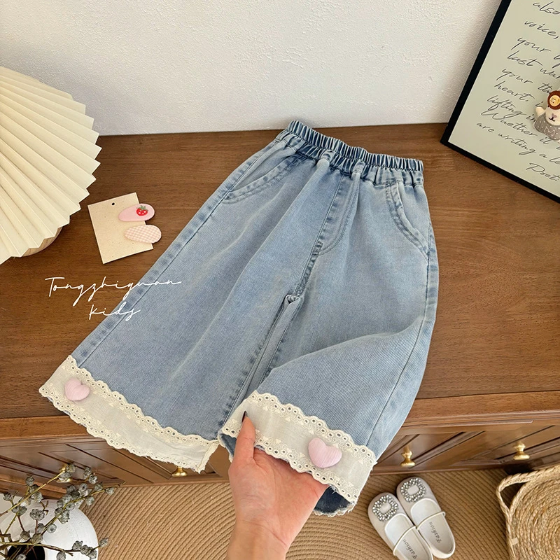 宝宝百搭牛仔裤爆款夏季新款时尚洋气女童阔腿短裤裤子薄款宽松