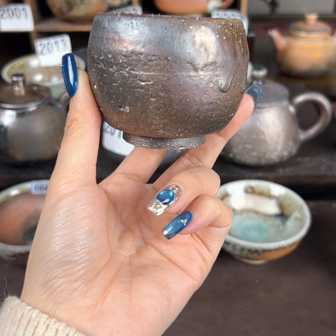 杯柴烧茶器铁胎主人杯