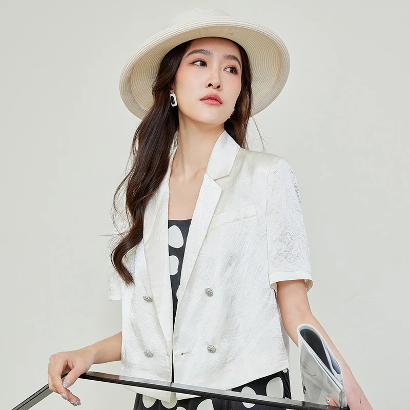 【直播专享】商场同款夏季新品醋酸翻驳领西装外套N014C42235