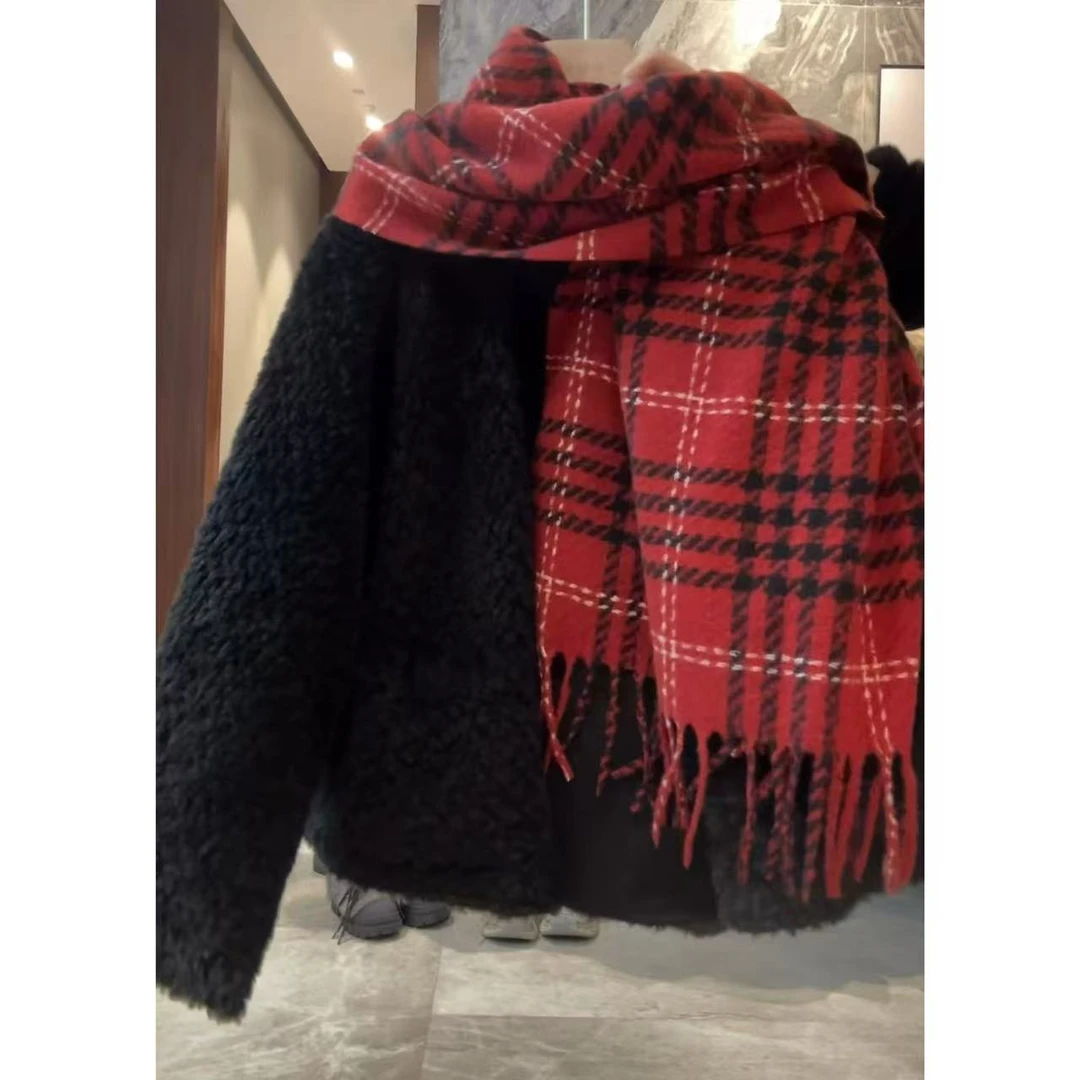 徐秋阳  红格围巾  百搭时尚休闲设计显白围巾