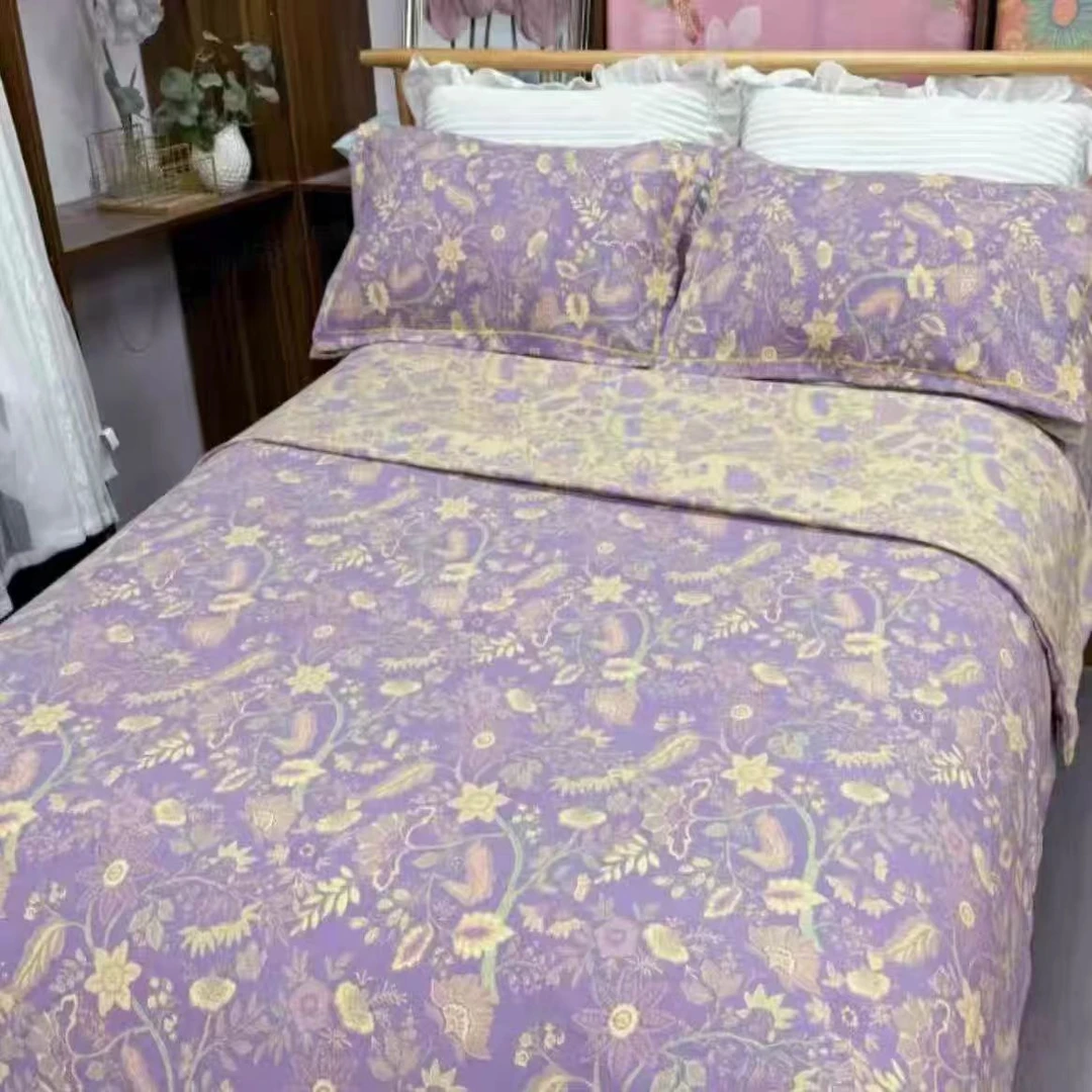 【紫风铃床单】2.3米×2.3床单±厘米＋一对信封枕舒适柔软小斜纹