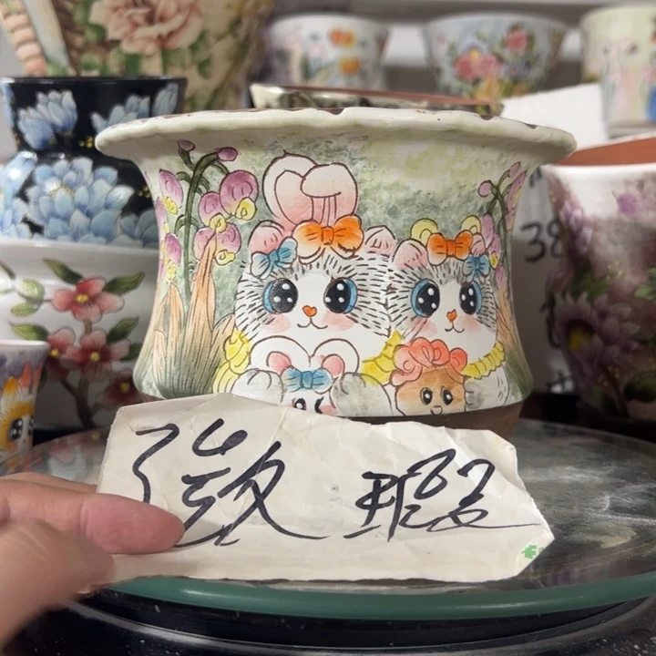景德镇手绘花盆满38包邮偏远地区除外