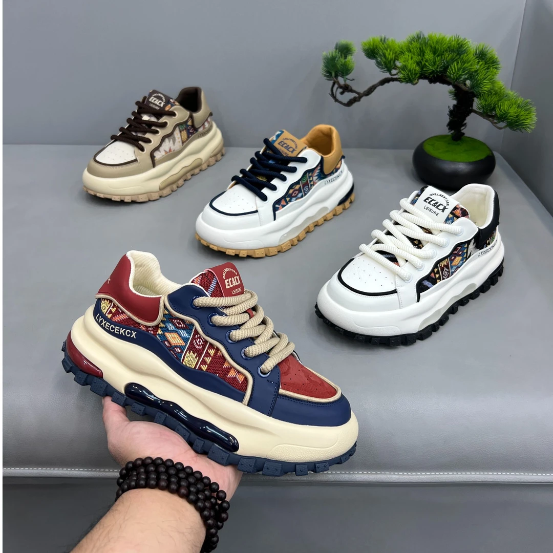 时尚休闲鞋圆头秋季鞋子百搭男鞋低帮运动鞋阿甘鞋潮流潮鞋厚底